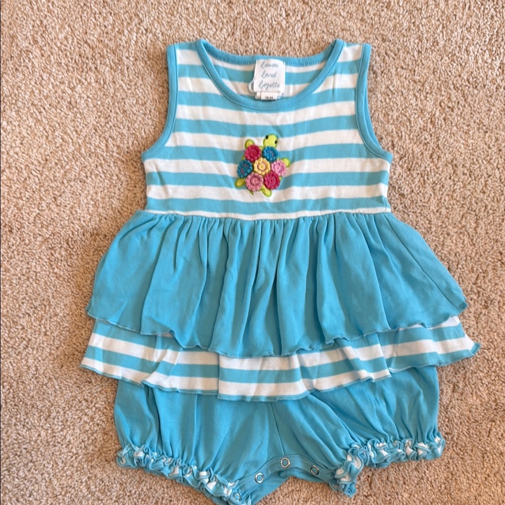 Striped Turtle Bubble Romper